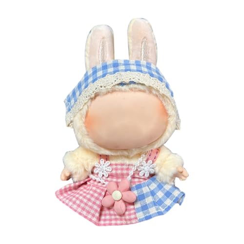 Puppenbekleidung Set für 17cm Labubu Puppen, Labubu Kleidung, Outfit -Set mit Hut oder Kopfbedeckung, Plüschkleidung Noverall Röcke und Freizeit-Sets (1-2) von Somerway