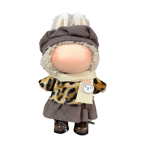 Puppenbekleidung Set für 17cm Labubu Puppen, Labubu Kleidung, Outfit -Set mit Hut oder Kopfbedeckung, Plüschkleidung Noverall Röcke und Freizeit-Sets (1-3) von Somerway