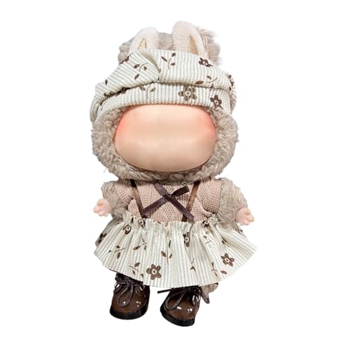 Puppenbekleidung Set für 17cm Labubu Puppen, Labubu Kleidung, Outfit -Set mit Hut oder Kopfbedeckung, Plüschkleidung Noverall Röcke und Freizeit-Sets (1-4) von Somerway