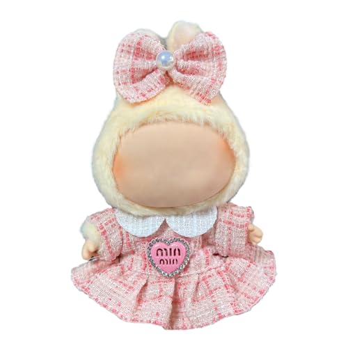 Puppenbekleidung Set für 17cm Labubu Puppen, Labubu Kleidung, Outfit -Set mit Hut oder Kopfbedeckung, Plüschkleidung Noverall Röcke und Freizeit-Sets (1-5) von Somerway