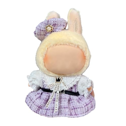 Puppenbekleidung Set für 17cm Labubu Puppen, Labubu Kleidung, Outfit -Set mit Hut oder Kopfbedeckung, Plüschkleidung Noverall Röcke und Freizeit-Sets (1-6) von Somerway