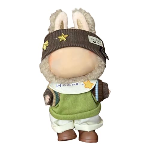 Puppenbekleidung Set für 17cm Labubu Puppen, Labubu Kleidung, Outfit -Set mit Hut oder Kopfbedeckung, Plüschkleidung Noverall Röcke und Freizeit-Sets (1-7) von Somerway