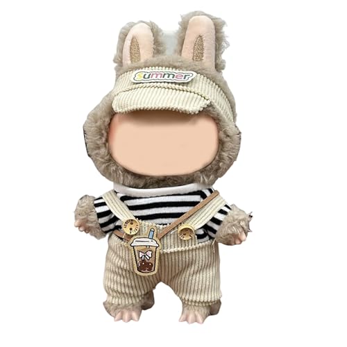 Puppenbekleidung Set für 17cm Labubu Puppen, Labubu Kleidung, Outfit -Set mit Hut oder Kopfbedeckung, Plüschkleidung Noverall Röcke und Freizeit-Sets (3-1) von Somerway