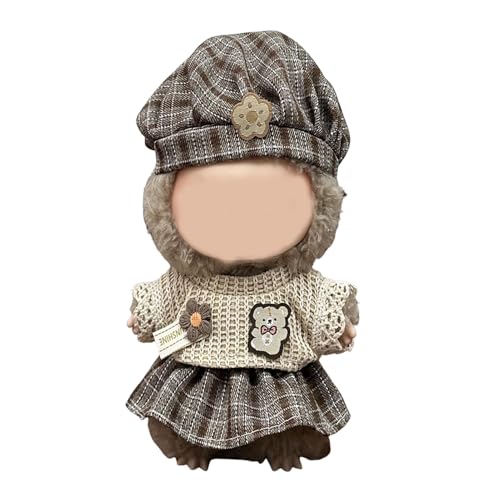 Puppenbekleidung Set für 17cm Labubu Puppen, Labubu Kleidung, Outfit -Set mit Hut oder Kopfbedeckung, Plüschkleidung Noverall Röcke und Freizeit-Sets (3-2) von Somerway
