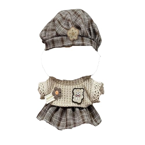 Puppenbekleidung Set für 17cm Labubu Puppen, Labubu Kleidung, Outfit -Set mit Hut oder Kopfbedeckung, Plüschkleidung Noverall Röcke und Freizeit-Sets (3-2) von Somerway