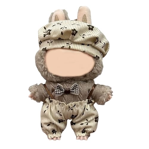Puppenbekleidung Set für 17cm Labubu Puppen, Labubu Kleidung, Outfit -Set mit Hut oder Kopfbedeckung, Plüschkleidung Noverall Röcke und Freizeit-Sets (3-4) von Somerway
