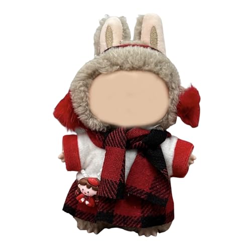 Puppenbekleidung Set für 17cm Labubu Puppen, Labubu Kleidung, Outfit -Set mit Hut oder Kopfbedeckung, Plüschkleidung Noverall Röcke und Freizeit-Sets (3-6) von Somerway