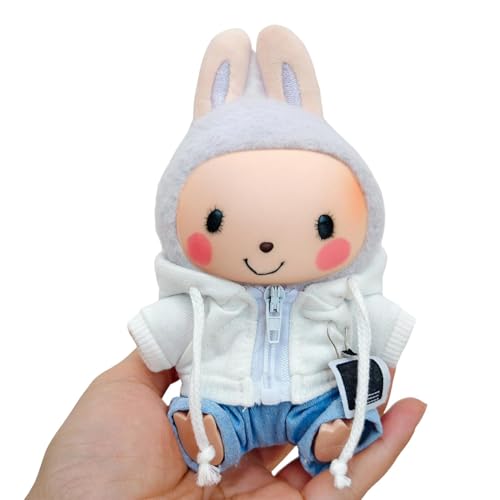 Puppenbekleidung Set für 17cm Labubu Puppen, Labubu Kleidung, Outfit -Set mit Hut oder Kopfbedeckung, Plüschkleidung Noverall Röcke und Freizeit-Sets (4-1) von Somerway