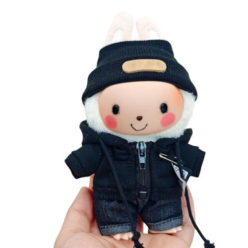 Puppenbekleidung Set für 17cm Labubu Puppen, Labubu Kleidung, Outfit -Set mit Hut oder Kopfbedeckung, Plüschkleidung Noverall Röcke und Freizeit-Sets (4-5) von Somerway