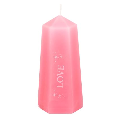 Love Crystal Kerze mit verstecktem Rosenquarz, 30 Stunden Brenndauer, rosa Kristallturmform für Romantik & Selbstvertrauen, geruchloses Paraffinwachs für Meditation, Intention Setting & Heilige Räume von Something Different Wholesale