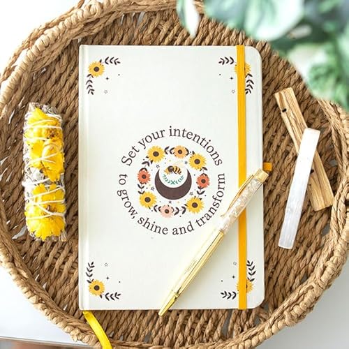 Summer Solstice Intention Journal mit Citrin-Stift – 200 linierte Seiten für Manifestation & Zielsetzung – Botschaft "Set Your Intentions to Grow" – Energizing Citrin Pen für Positivität & Kreativität Summer Solstice Intention Journal mit Citrin-Stift – 200 linierte Seiten für Manifestation & Zielsetzung – Botschaft "Set Your Intentions to Grow" – Energizing Citrin Pen für Positivität & Kreativität von Something Different Wholesale