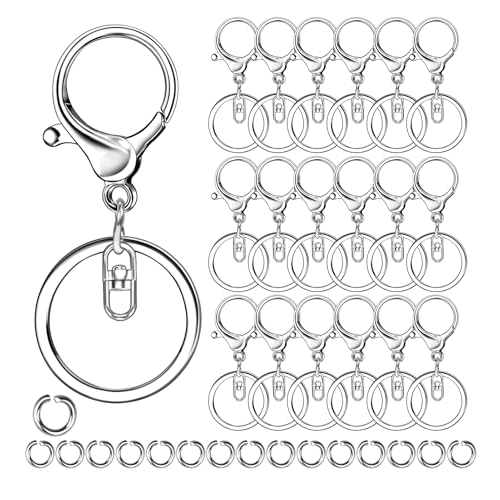 Karabinerverschlüsse, drehbar, 40 Stück, 20 Metall-Clips mit Schlüsselringen, 20 offene Biegeringe, Schlüsselanhänger-Haken mit Verbindungsringschlaufe für Schmuckherstellung, zum Aufhängen und Karabinerverschlüsse, drehbar, 40 Stück, 20 Metall-Clips mit Schlüsselringen, 20 offene Biegeringe, Schlüsselanhänger-Haken mit Verbindungsringschlaufe für Schmuckherstellung, zum Aufhängen und von Somiara