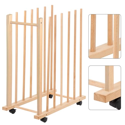 Großes Abtropfgestell mit vier Rollen und Griff – Aufbewahrungsständer aus massivem Holz für Zeichenbretter, Rahmen, Paneele, Gemälde und Kunstwerke Großes Abtropfgestell mit vier Rollen und Griff – Aufbewahrungsständer aus massivem Holz für Zeichenbretter, Rahmen, Paneele, Gemälde und Kunstwerke von Somime
