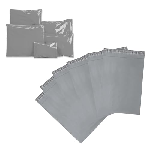 Somwell Versandtaschen, 30,5 x 40,6 cm, Grau, 50 Stück, starke Polyethylen-Posttaschen, selbstklebend, wasserdicht, 60 Mikron, blickdicht, reißfest, leichte Paketversandtaschen (50, 12 x 16 cm) von Somwell