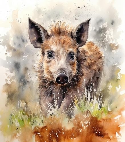 Malen nach Zahlen für Erwachsene,Anfänger,Wildschwein,Tier,Malen nach Zahlen Set für Erwachsene,DIY-Geschenk-Leinwand-Malsets,40x50cm von SonGxu