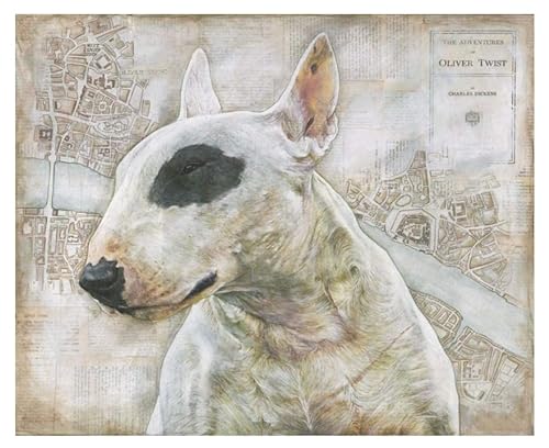 SonGxu DIY Rahmenlos Malen Nach Zahlen Kits,Bullterrier-Hund,Öl Handmalerei Leinwand Geschenke Kunsthandwerk für Zuhause,40x50cm von SonGxu