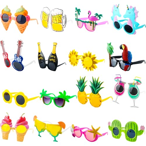 6 Paar hawaiianische Luau-Party-Sonnenbrille, Sommerpool, tropischer Strand, lustige Sonnenbrille für tropische Hawaii-Sommer-Strand-Pool-Party-Verkleidungsbevorzugungen (Farbstil 1) von Sonarun