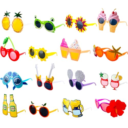6 Paar hawaiianische Luau-Party-Sonnenbrille, Sommerpool, tropischer Strand, lustige Sonnenbrille für tropische Hawaii-Sommer-Strand-Pool-Party-Verkleidungsbevorzugungen (Farbstil 2) von Sonarun
