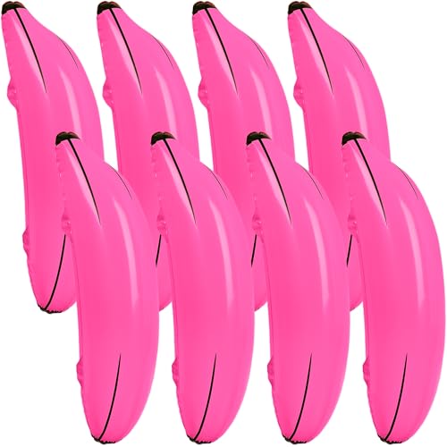 Aufblasbare Bananen-Requisiten, 66 cm, PVC-Bananen-Ballon, groß, aufblasbar, Banane, Junggesellinnenabschied, Spiel für Brautparty, Verlobung, Sommer, Wasserpool, Spielzeug (pinkes Set), 8 Stück von Sonarun