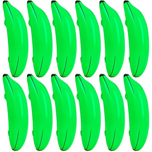 Aufblasbare Bananen-Requisiten, 66 cm, groß, aufblasbar, Banane, Bachelorette, Party, Spiel, PVC-Bananen-Ballon für Brautparty, Verlobung, Sommer, Wasser, Pool, Spielzeug, 12 Stück (grünes Set) von Sonarun