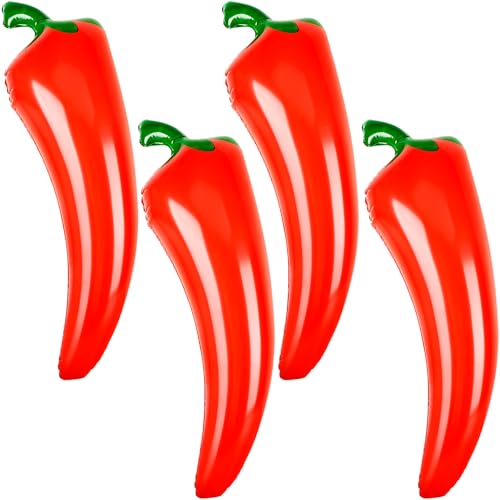 Aufblasbare Chili-Requisiten, riesige aufblasbare Chili-Requisiten, riesige mexikanische Dekorationen für Cinco de Mayo, Party, Sommer, Wasser, Spielzeug, 4 Stück von Sonarun