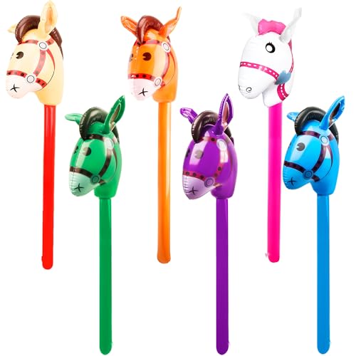 Aufblasbarer Pferdestock 100 cm niedlicher Pferdekopf Ballon bunt Aufblasbarer Pferdekopf Pony Stick Spielzeug Ballon für Weihnachten Cowboy Cowgirl Pferde Mottoparty (Farbstil 4) von Sonarun