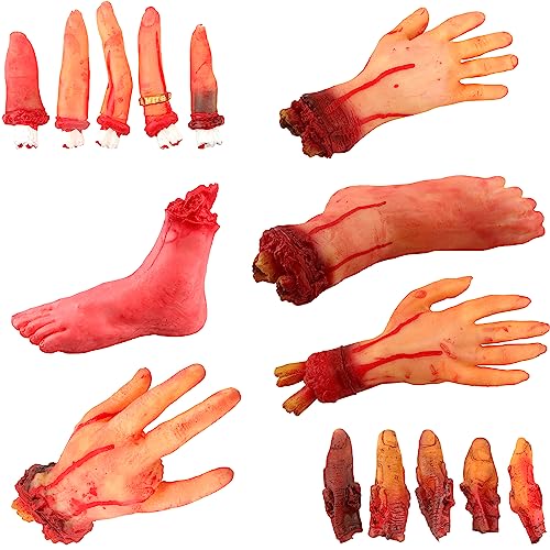 Sonarun Halloween-Schnuller, gruselig, blutige Leiche, Körperteile, gefälschte Horror, getrennte Hände, Füße, Finger, gebrochene Gliedmaßen für Halloween, Spukhaus, Vampir, Zombie, Party-Dekorationen, von Sonarun