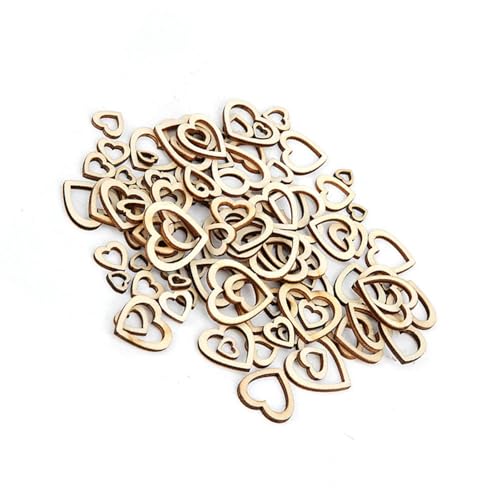 Hollow Heart Form Holzhandwerk Set 200 Stücke für Handgefertigte Home Decoration Holz Ornamente 10-30 Mm Ideal für DIY-Projekte und Stoffzubehör (30-10 mm gemischte Lieferung 200) von Sonew