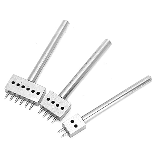 Präzision Leder Bastelloch -Loch -Loch -Set 3pcs mit 4mm Abstands -Punch -Werkzeug für Leder -Projekte Handgefertigte Gürtel Stanze Rostelstahlkonstruktion (Abstand 4 mm (2+4+6)) (Abstand 5 mm von Sonew