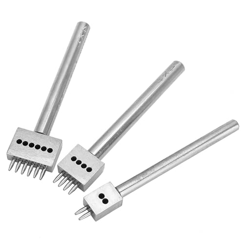 Präzision Leder Bastelloch -Loch -Loch -Set 3pcs mit 4mm Abstands -Punch -Werkzeug für Leder -Projekte Handgefertigte Gürtel Stanze Rostelstahlkonstruktion (Abstand 4 mm (2+4+6)) von Sonew