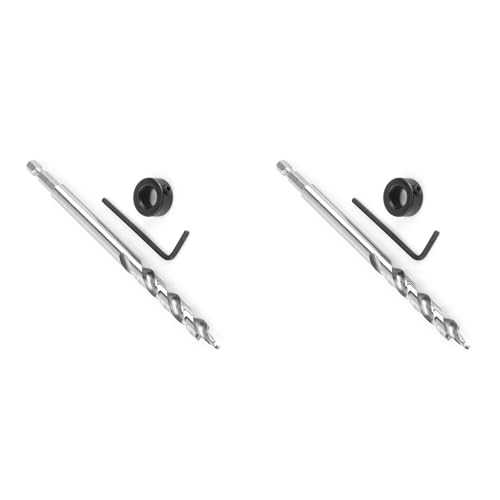 Sonew 2 Stück Taschenlochbohrer, 3/8 Zoll Spiralstufenbohrer mit Verstellbarem Tiefenanschlag, Lippen- und Spornbohrer für Manuelles Taschenloch von von Sonew