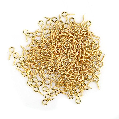 Sonew 200 Stück Kleine Ösenschraube Schraubhaken, Mini Eye Pins Haken Ösen Schrauben Haken Gewinde Nails Ergebnisse für Schmuck Anhänger Machen(Gold) von Sonew