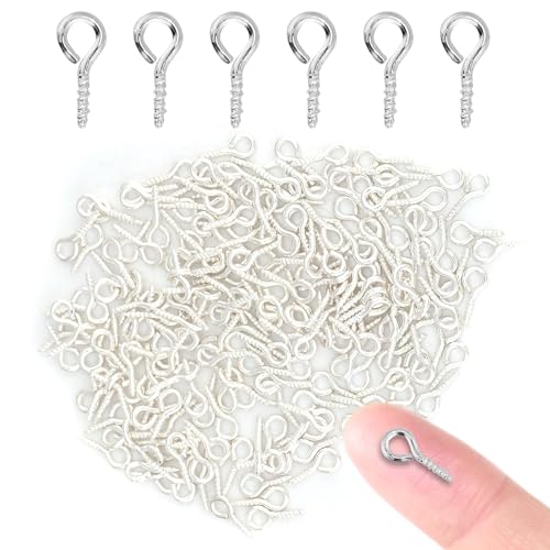 Sonew 200 Stück Kleine Ösenschraube Schraubhaken, Mini Eye Pins Haken Ösen Schrauben Haken Gewinde Nails Ergebnisse für Schmuck Anhänger Machen(Silver) von Sonew