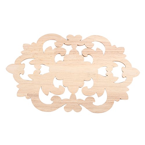 Sonew Elegante Holzgeschnitzte für die Dekoration für Heimtürschrank, 22 X 14 Cm, Naturkautschukholz -Finish, Leicht Lackierbare Möbelakzent (22 * 14CM) von Sonew