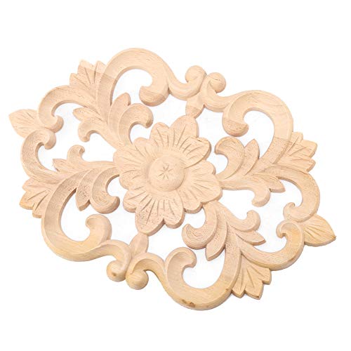 Sonew Elegante Holzgeschnitzte für die Dekoration für Heimtürschrank, 22 X 14 Cm, Naturkautschukholz -Finish, Leicht Lackierbare Möbelakzent (30 * 19cm) von Sonew