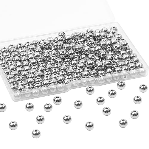 Song Xi Abstandshalter aus 304 Edelstahl, rund, silberfarben, für Schmuckherstellung, glatt, nahtlos, 6 mm, lose Perlen für Halsketten, Armbänder, Basteln, 200 Stück von Song Xi