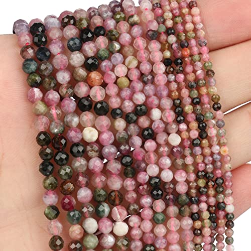 Song Xi 90 Stück 4 mm natürliche Turmalin-Edelstein-Perlen facettierte, runde lose Steinperlen für die Schmuckherstellung von Song Xi