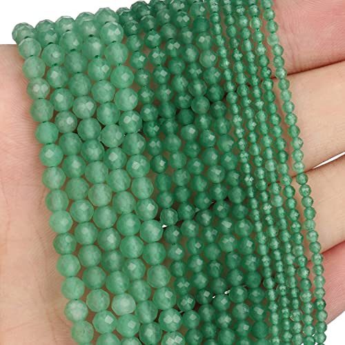 Song Xi 90 Stück 4 mm natürliche grüne Aventurin-Edelstein-Perlen facettierte runde lose Steinperlen für die Schmuckherstellung von Song Xi