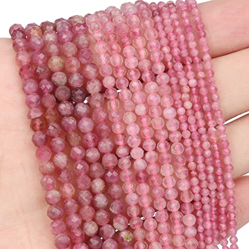 Song Xi 90 Stück 4 mm natürliche rosa Turmalin-Edelsteinperlen facettierte runde lose Steinperlen für die Schmuckherstellung von Song Xi