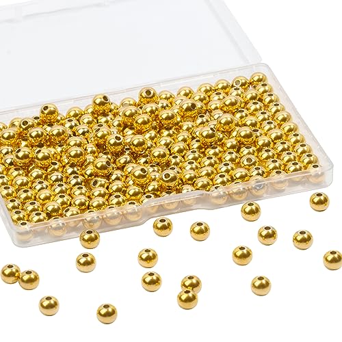 Song Xi Abstandshalter aus 304 Edelstahl, rund, goldfarben, für Schmuckherstellung, glatte nahtlose Metallperlen, 6 mm, für selbstgemachte Halsketten und Armbänder, 200 Stück Song Xi Abstandshalter aus 304 Edelstahl, rund, goldfarben, für Schmuckherstellung, glatte nahtlose Metallperlen, 6 mm, für selbstgemachte Halsketten und Armbänder, 200 Stück von Song Xi