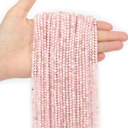 Songxi 4 mm 90 Stück natürliche rosa Opalsteinperlen, kleiner, facettierter, runder loser Edelstein für Schmuckherstellung, DIY Kunst und Handwerk, Armband-Halskette von Song Xi