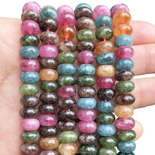 Songxi 5 x 8 mm dunkle Turmalin-Rondelle-Perlen, 75 Stück, Abstandshalter, rund, lose Abakus-Perlen für Schmuckherstellung, Edelstein für Armband, Halskette, Ohrringe, Kunst und Handwerk von Song Xi