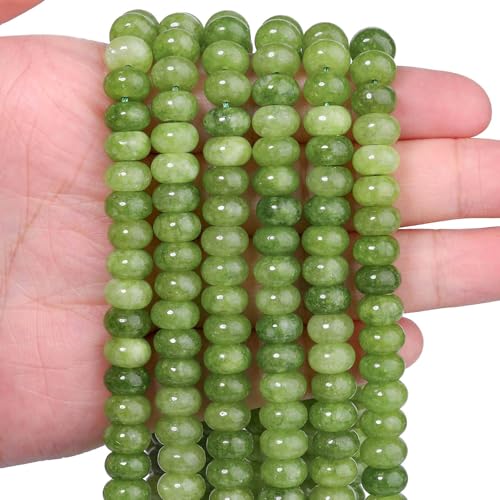 Songxi 5 x 8 mm natürliche Olivenstein-Rondelle-Perlen, 75 Stück, Abstandshalter, runde lose Abakus-Perlen für Schmuckherstellung, Edelstein für Armband, Halskette, Ohrringe, Kunst und Handwerk von Song Xi