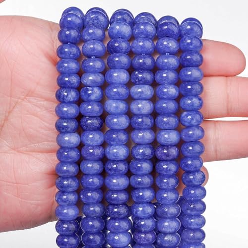 Songxi 5 x 8 mm natürliche dunkelblaue Stein-Rondelle-Perlen, 75 Stück, Abstandshalter, runde lose Abakus-Perlen zur Schmuckherstellung, Edelstein für Armband, Halskette, Ohrringe, Kunst und Handwerk von Song Xi