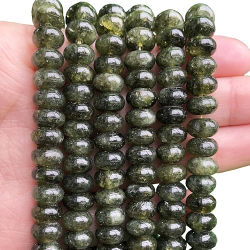 Songxi 5 x 8 mm natürliche dunkelgrüne Jadestein-Rondelle-Perlen, runde lose Abakus-Perlen für Schmuckherstellung, Edelstein für Armband, Halskette, Ohrringe, Kunst und Handwerk, 75 Stück von Song Xi