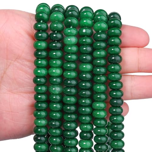 Songxi 5 x 8 mm natürliche kanadische grüne Stein-Rondelle-Perlen, 75 Stück, Abstandshalter, runde lose Abakus-Perlen für Schmuckherstellung, Edelstein für Armband, Halskette, Ohrringe, Kunst und von Song Xi