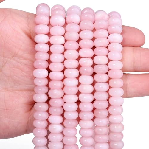 Songxi 5 x 8 mm natürliche rosa Stein-Rondelle-Perlen, 75 Stück, Abstandshalter, runde lose Abakus-Perlen für Schmuckherstellung, Edelstein für Armband, Halskette, Ohrringe, Kunst und Handwerk von Song Xi