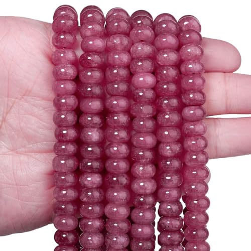Songxi 5 x 8 mm natürliche rosa Turmalin-Stein-Rondelle-Perlen, 75 Stück, Abstandshalter, runde lose Abakus-Perlen für Schmuckherstellung, Edelstein für Armband, Halskette, Ohrringe, Kunst und von Song Xi