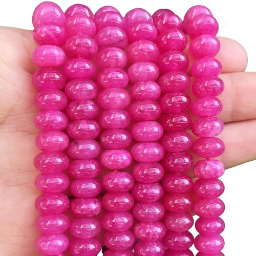 Songxi 5 x 8 mm natürliche rosafarbene Jadestein-Rondelle-Perlen, runde lose Abakus-Perlen für Schmuckherstellung, Edelstein für Armband, Halskette, Ohrringe, Kunst und Handwerk, 75 Stück von Song Xi
