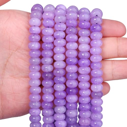 Songxi 5 x 8 mm natürliche violette Stein-Rondelle-Perlen, 75 Stück, Abstandshalter, runde lose Abakus-Perlen für Schmuckherstellung, Edelstein für Armband, Halskette, Ohrringe, Kunst und Handwerk von Song Xi